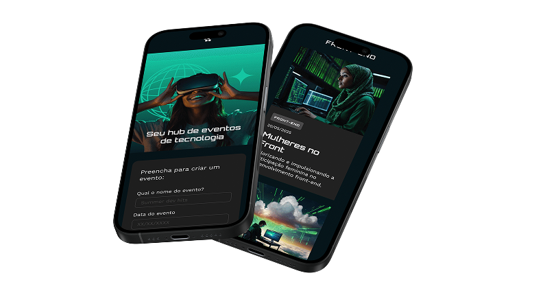 dois celulares pretos sobrepostos com uma sombra roxa sobre eles.